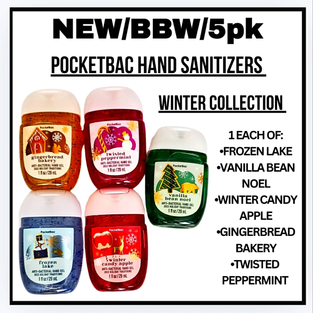 🔥5PK / WINTER COLLECTION /NEW / BBW / POCKETBAC HAND SANITIZERS